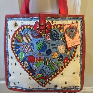 Brighton "Celebrate Holiday" Canvas Tote Bag Multicolor Christmas Ornaments NWT